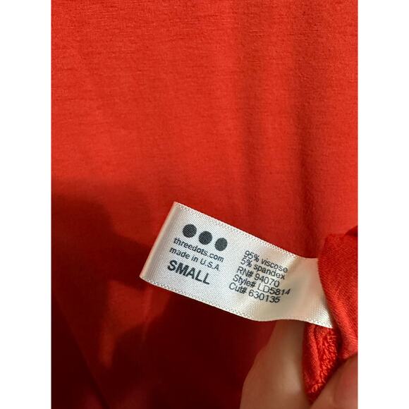 Three Dots women's orange Tie Front T-Shirt pullover Jersey Dress size Small NEW - Picture 5 of 6